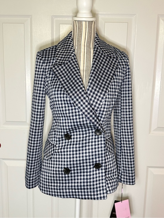 Avec Les Filles Jackets & Blazers - Anthropologie Avec Les Filles XS Petite Gingham Double Breasted Blazer NWT $148